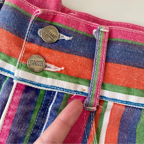 Vintage 80s/90s Multicolor Striped 100% Cotton High Rise/Ribcage Shorts